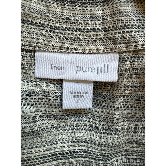 Pure Jill 100% Linen Sleeveless Shift Dress, Gray/Black, Size Large - Picture 3 of 5